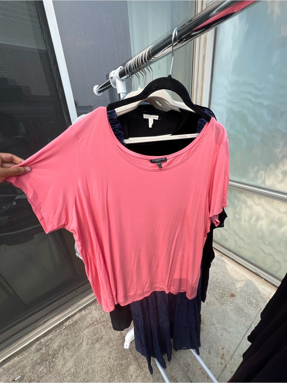 Eileen Fisher Pink Short Sleeve Scoop Neck Top
